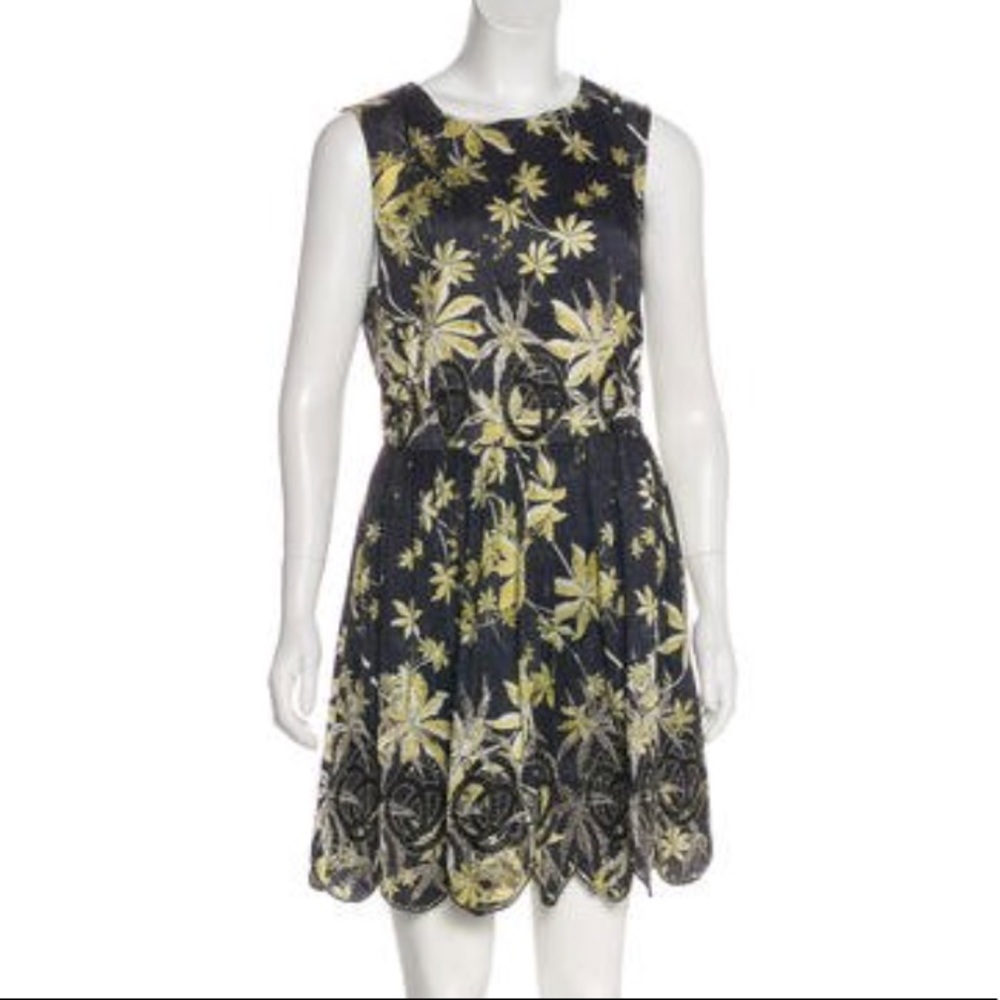 SUNO FLORAL SILK MINI DRESS